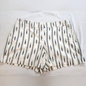 Ann Taylor Loft Women's Black + White Stripped Ornate 100% Cotton Shorts, sz 8